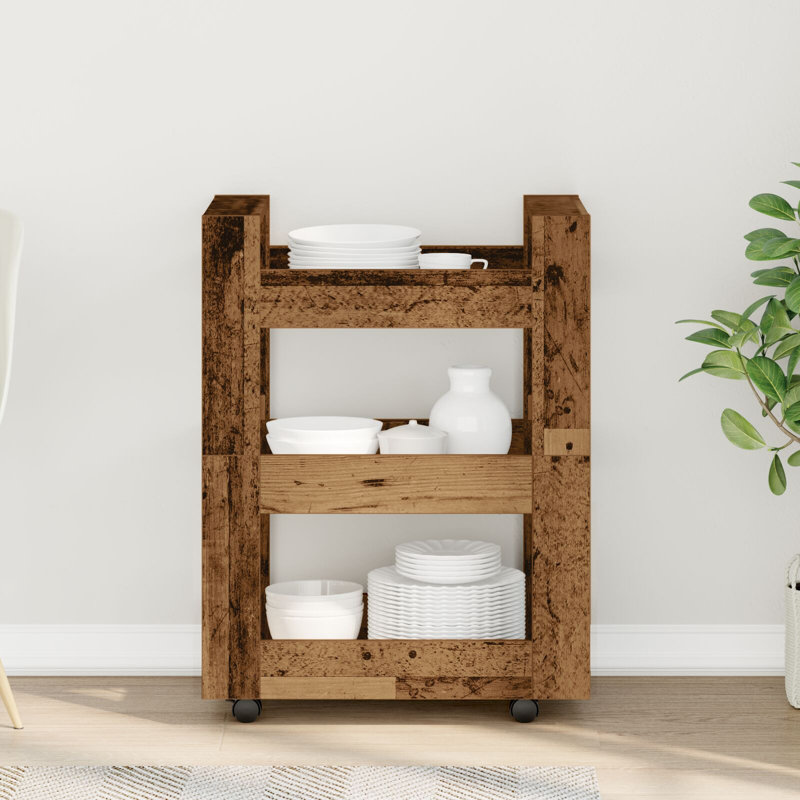 Kitchen Trolley 23.6X17.7X31.5 In Engineered Wood, Old Wood