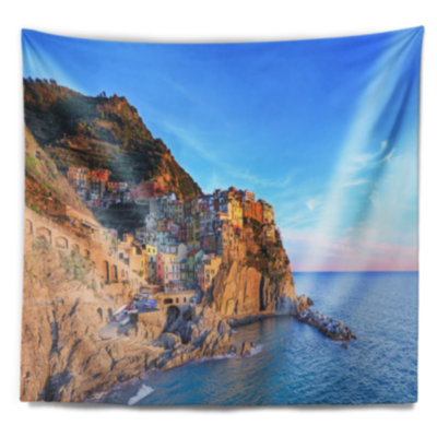 Tapisserie «Seashore Manarola Village» Cinque Terre, Italie