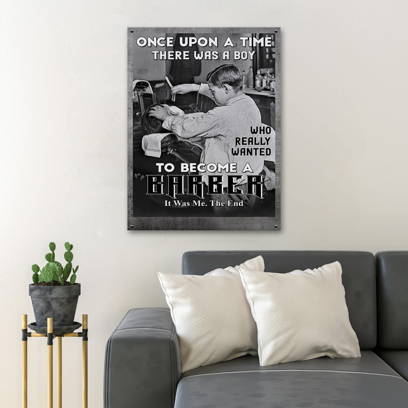 «Barber Boy Is Work - Il était une fois qui a vraiment voulu devenir barbier», reproduction d'art graphique sur toile tendue
