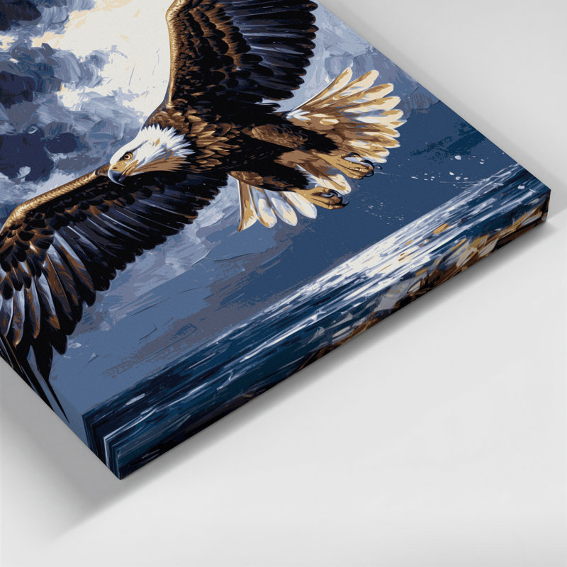 Faune, poisson africain, aigle, art mural sur toile grise, H 32 po x l 32 po
