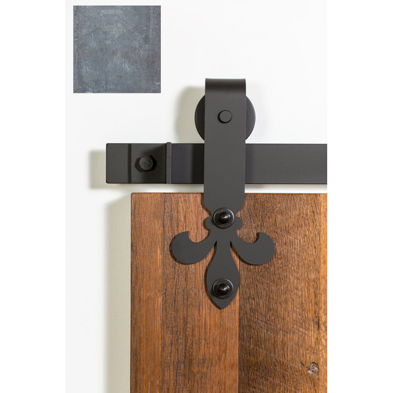 Ensemble de quincaillerie pour porte de grange standard Fleur-De-Lis, 96 po, Inachevé