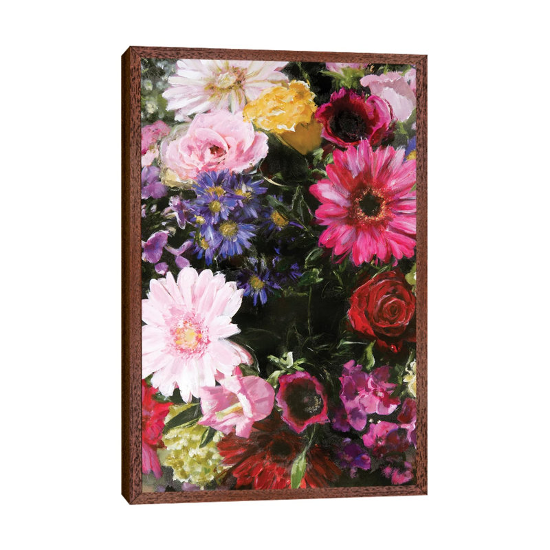 Dark Blossom - Painting on Canvas, 66.04cm H x 45.72cm W x 3.81cm D, Classic Brown Wood Framed