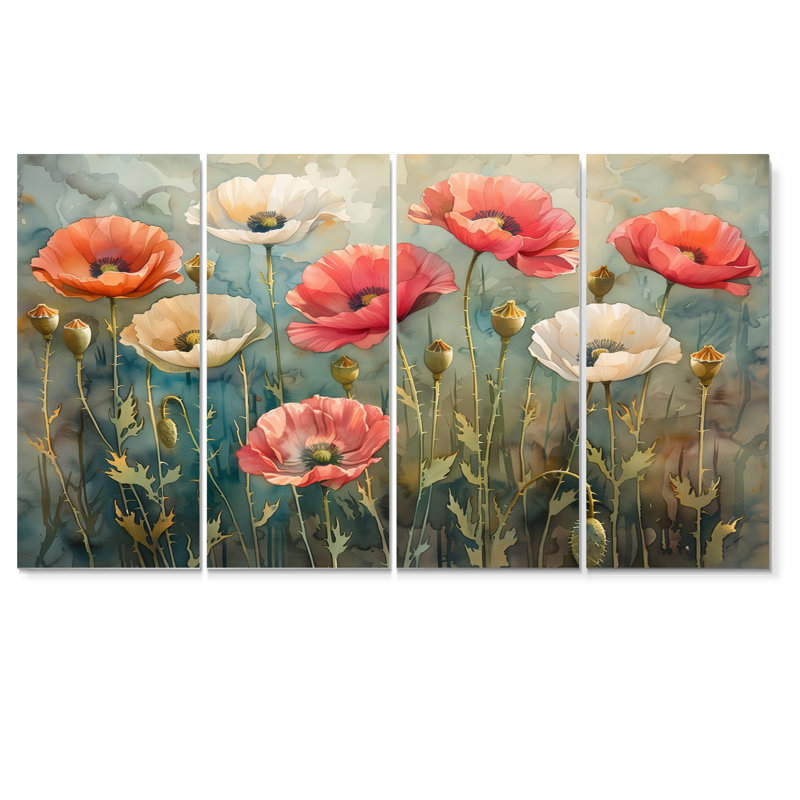 Totnes - ensemble d'art mural coquelicots, H 28 po x l 48 po