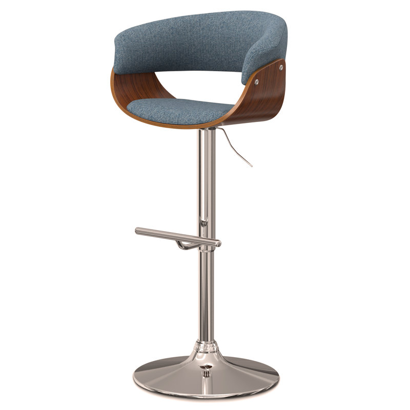 Sheldon - Tabouret de bar pivotant réglable, Polyester bleu