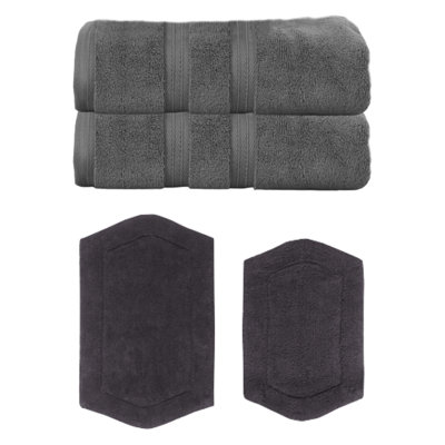 Ensemble de serviettes de bain et de tapis de bain 2 pièces 100% coton Bryd Collection (ensemble de 4)