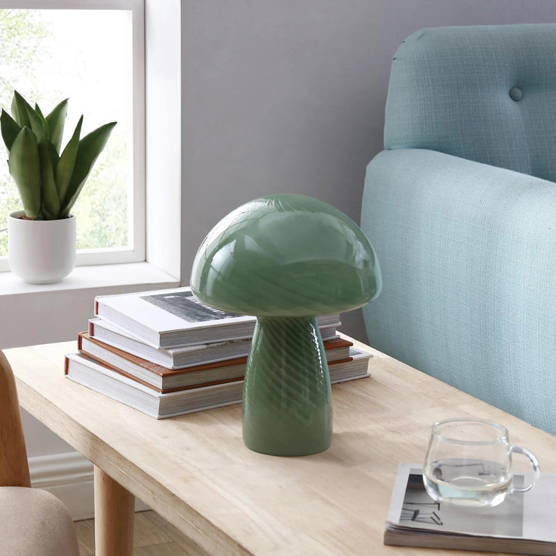 Lampe de table champignon 12 po 12 po, Vert, Vert