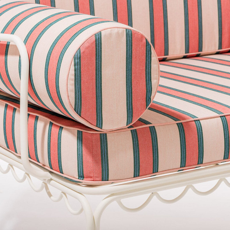 Love Seat Slip Cover Set, Pink/Red Striped Acrylic