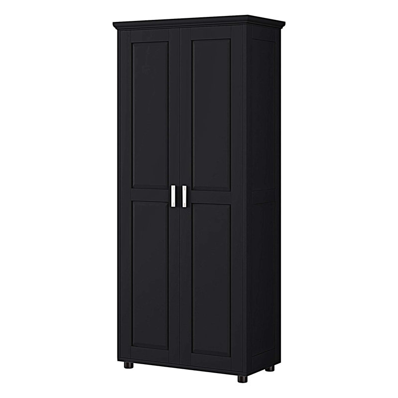 Storage Cabinet with Two Doors and Adjustable Shelf for Bathroom, Office, Kitchen, Black