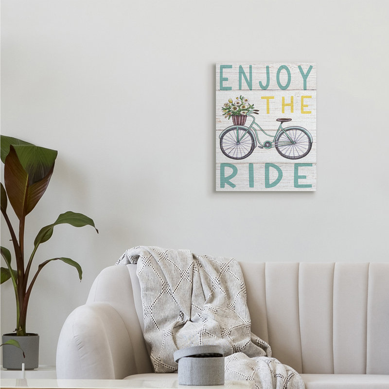 «Enjoy the Ride Expression», panier de fleurs par Elizabeth Tyndall - impression, H 20 po x l 16 po, Toile tendue