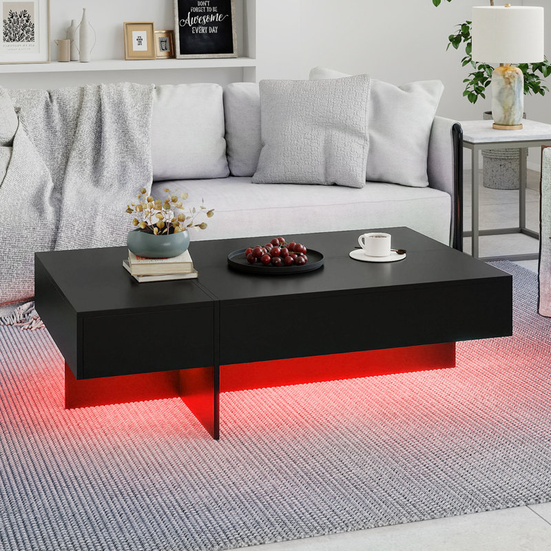 Coffee Table with Storage, Wood, Black