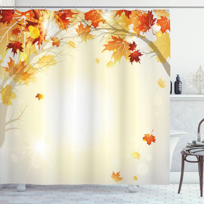 Ensemble de rideau de douche et crochets d'automne, H 70 po x l 69 po