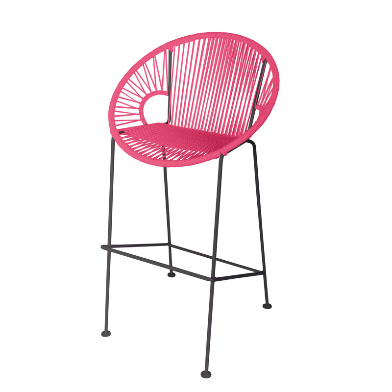 Tabouret de bar Alaena Puerto, Noir, Rose