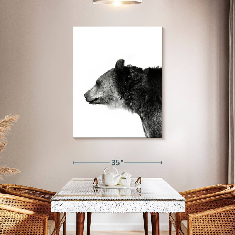 Tête d'ours monochrome, H 45 po x l 36 po x P 1,25 po