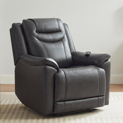 Genuine Leather Heated Zero-gravity Massage Power Recliner with Remote Control by Latitude Run