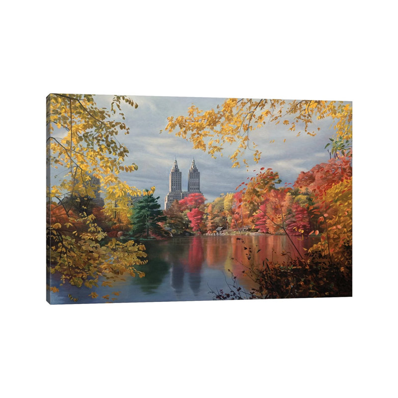 Autumn In Central Park by Nick Savides - Painting on Canvas, 66.04 cm H x 45.72 cm W x 3.175 cm D, Wrapped Canvas