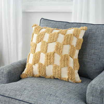 Geometric Cotton Blend Reversible Throw Pillow