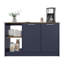 Îlot de cuisine H 35,7 po, 2 portes, 6 tablettes, bleu Alby / chêne naturel - Cuisine