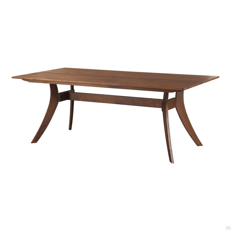 Dining Table, Solid American Walnut Wood, Rectangular, Brown, Seats 6