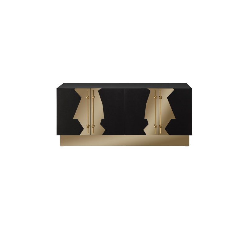 Callista 74'' Black and Gold Art Deco Sideboard
