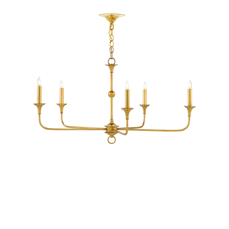 Nottaway 5 - Light Chandelier, Contemporary Gold Leaf