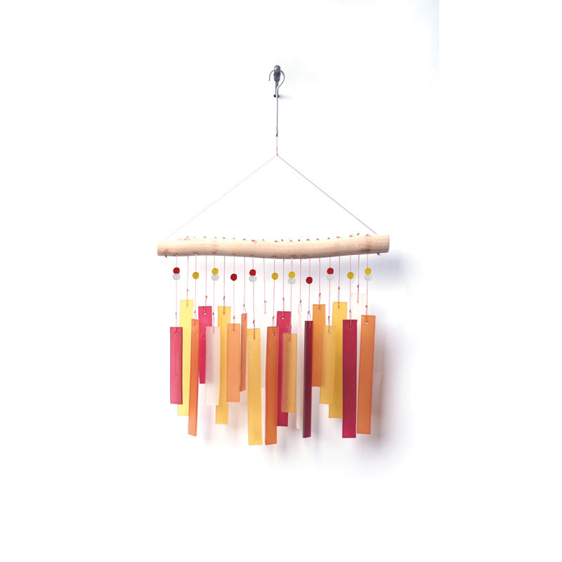 Carillon en verre Sherida, H 19 po x l 11,75 po x P 0,75 po, Tequila Sunrise