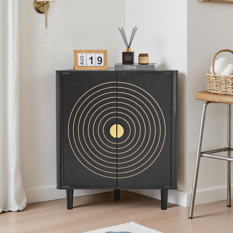 2 - Door Corner Accent Cabinet, Black