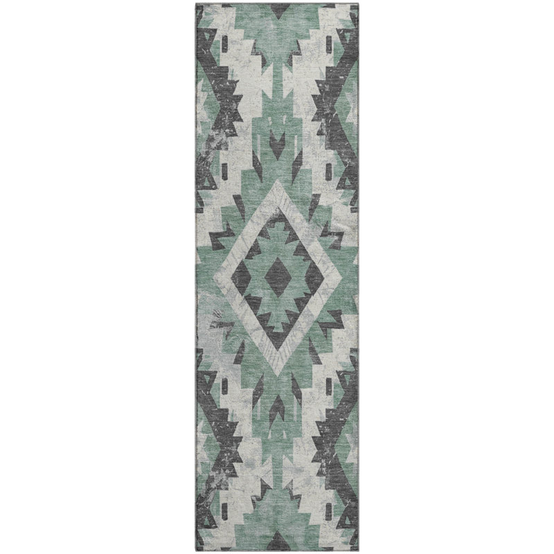 Premium Machine Washable Crestover AMF1878 Aztec Rug, Runner 2'3" x 7'6"