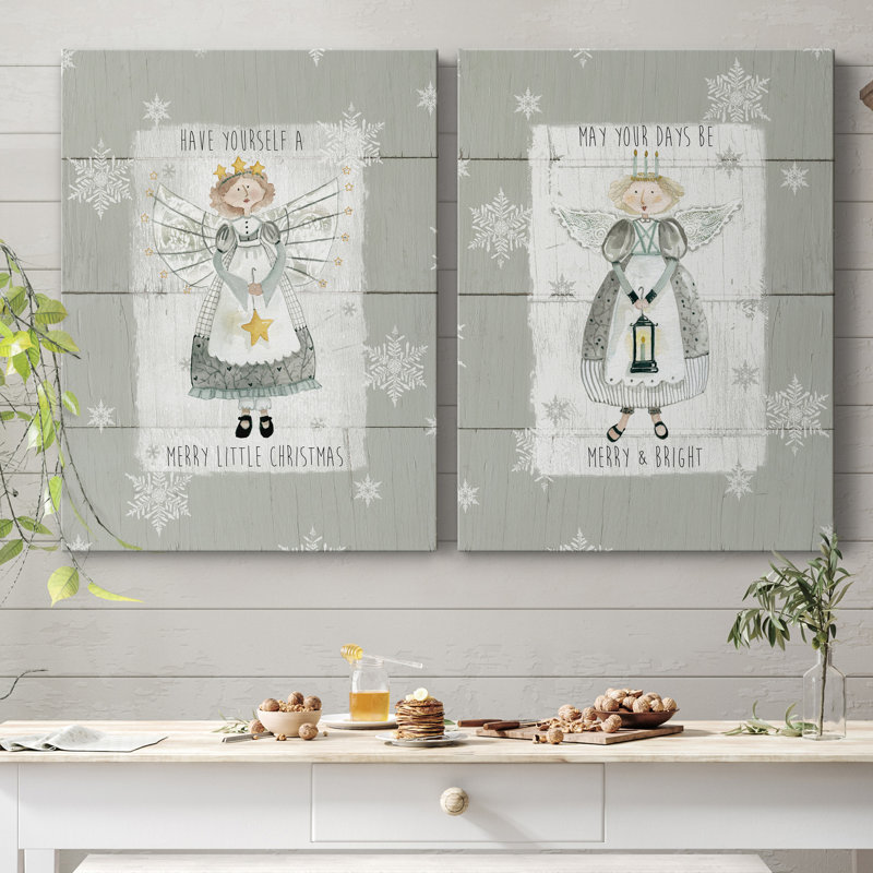 «Merry Little Christmas», ensemble de 2 reproductions d'art, H 32 po x l 48 po x P 1 po, Toile tendue, Pas de tapis