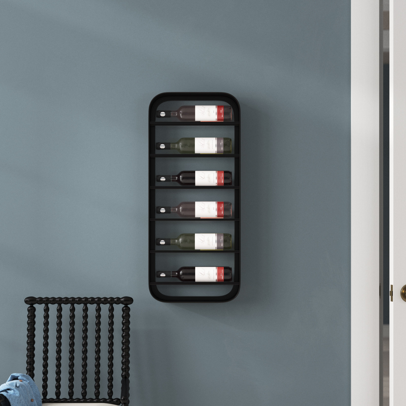 Sargent Wall Mounted Wine Bottle Rack, Gray