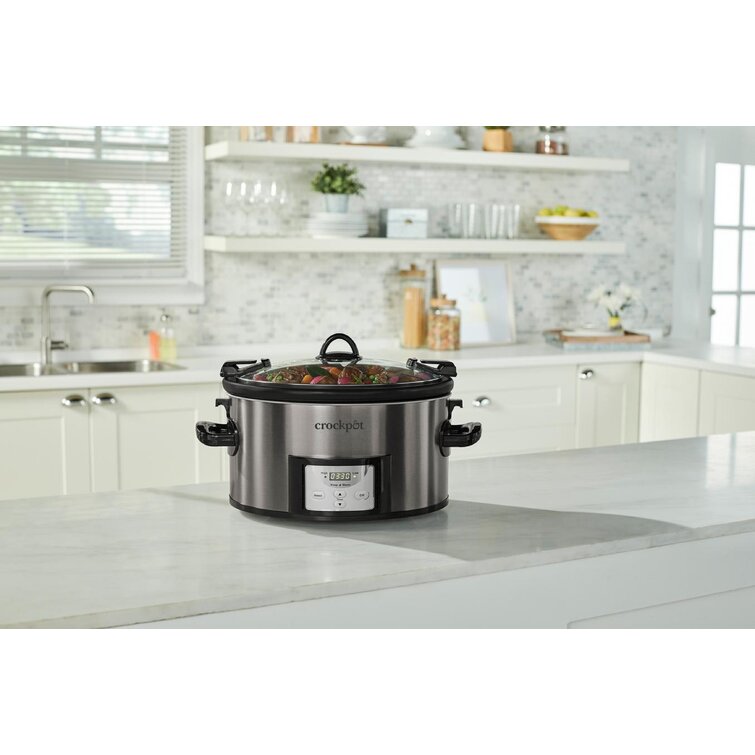  Crock Pot 7-qt Nonstick Ceramic Coating Cook & Carry  Programmable Easy-Clean Slow Cooker Stainless Steel: Home & Kitchen
