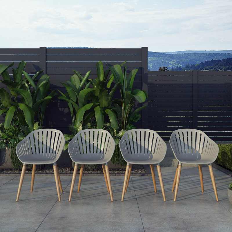 Chaise avec accoudoirs de patio en eucalyptus como, Brun
