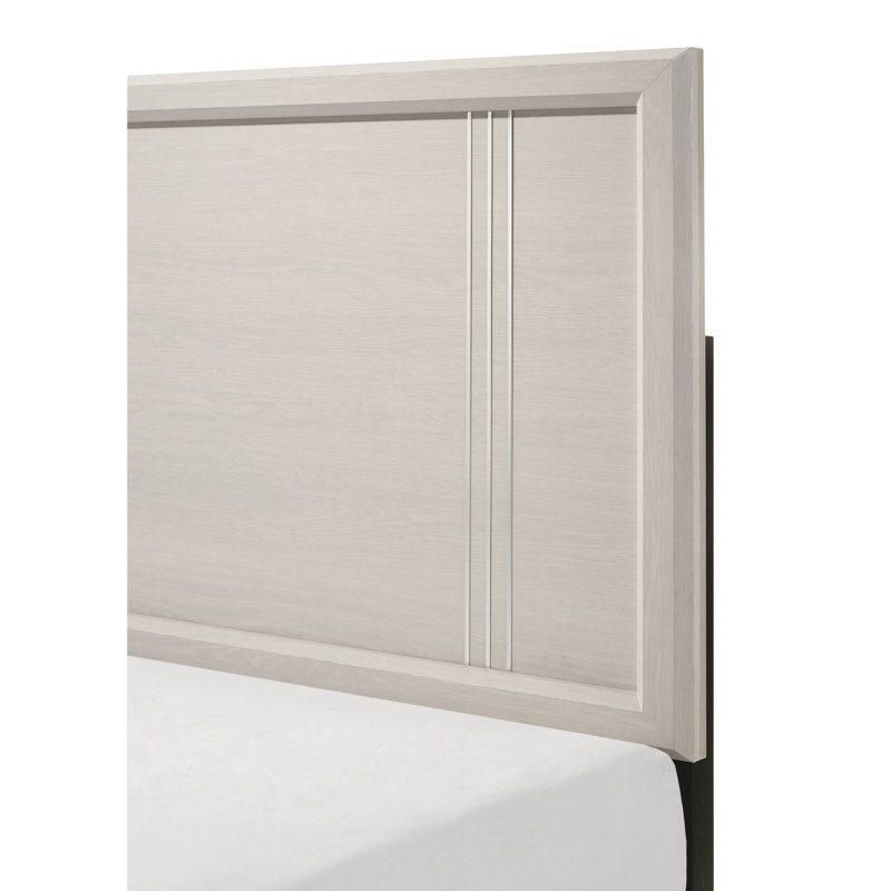 Lit à panneau contemporain, Beige / Blanc cassé, Très grand lit