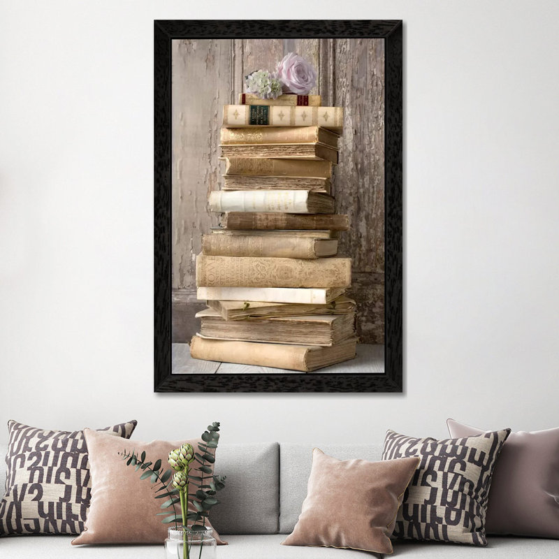 Books I - Print on Canvas, 66.04 cm H x 45.72 cm W, Black Framed