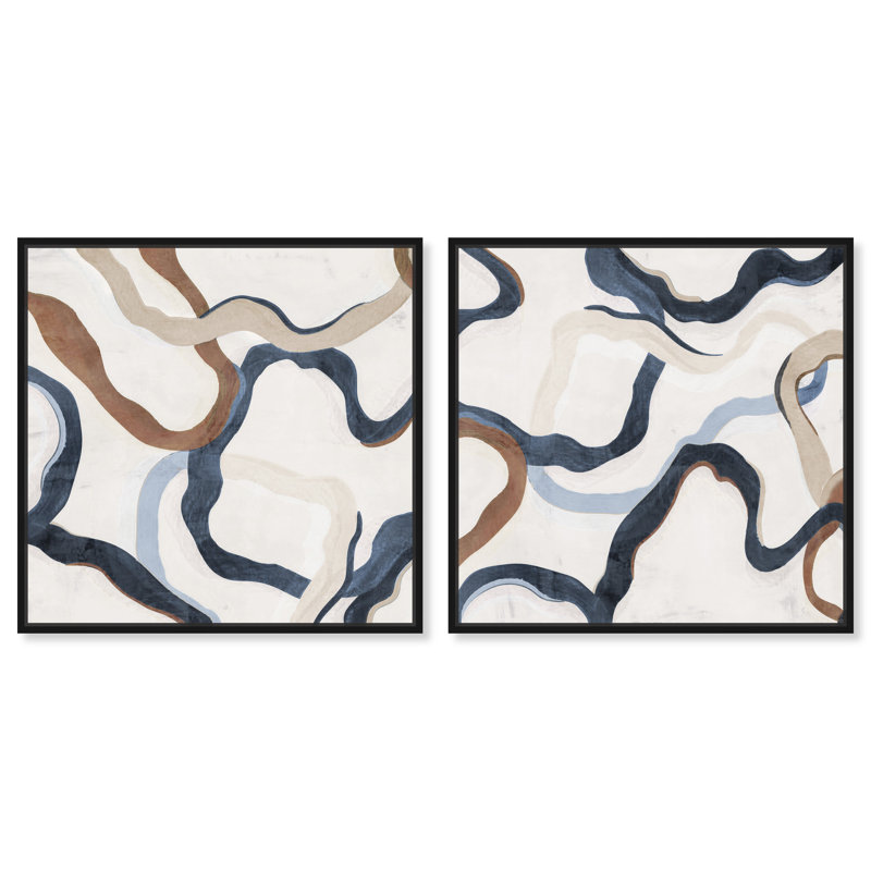 «Paths of Life», ensemble de 2 impressions sur toile, Toile avec cadre flottant noir, H 13 po x l 26 po