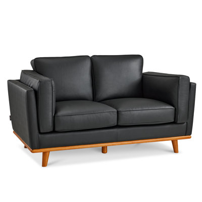 Napa Leather Couch, Leather Loveseat Sofa for Living Room, Leather Office Couch, Solid Wood Accent