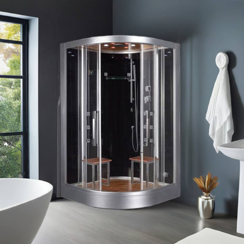 47'' W 82'' H Framed Round Double Slide Shower Enclosure