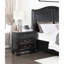 Table de chevet de style traditionnel gris anthracite à 3 tiroirs et pieds de support