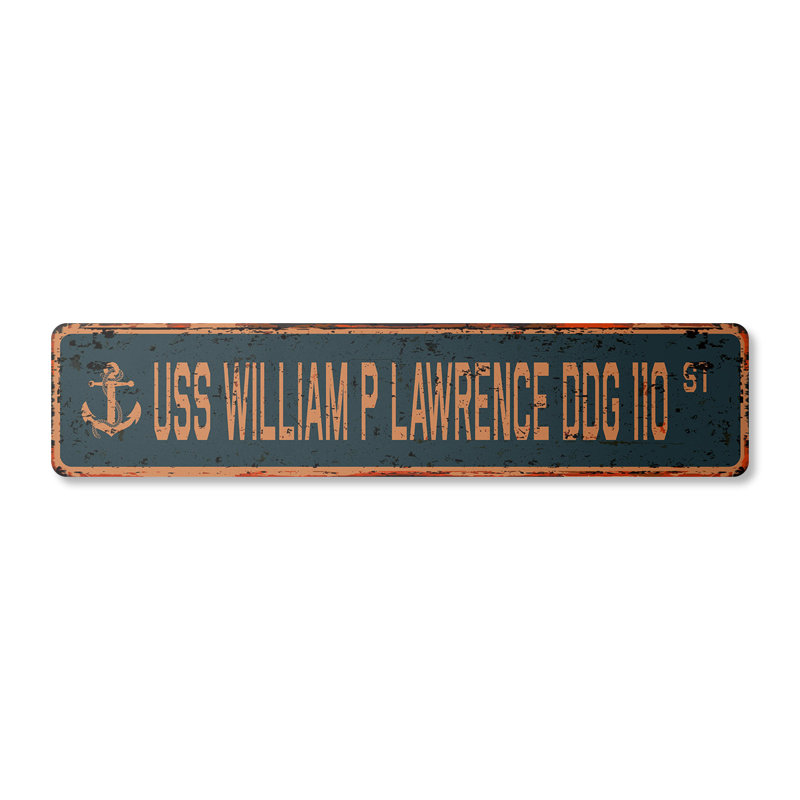 Plaque de rue William P Lawrence Ddg aluminium 4 po x 18 po