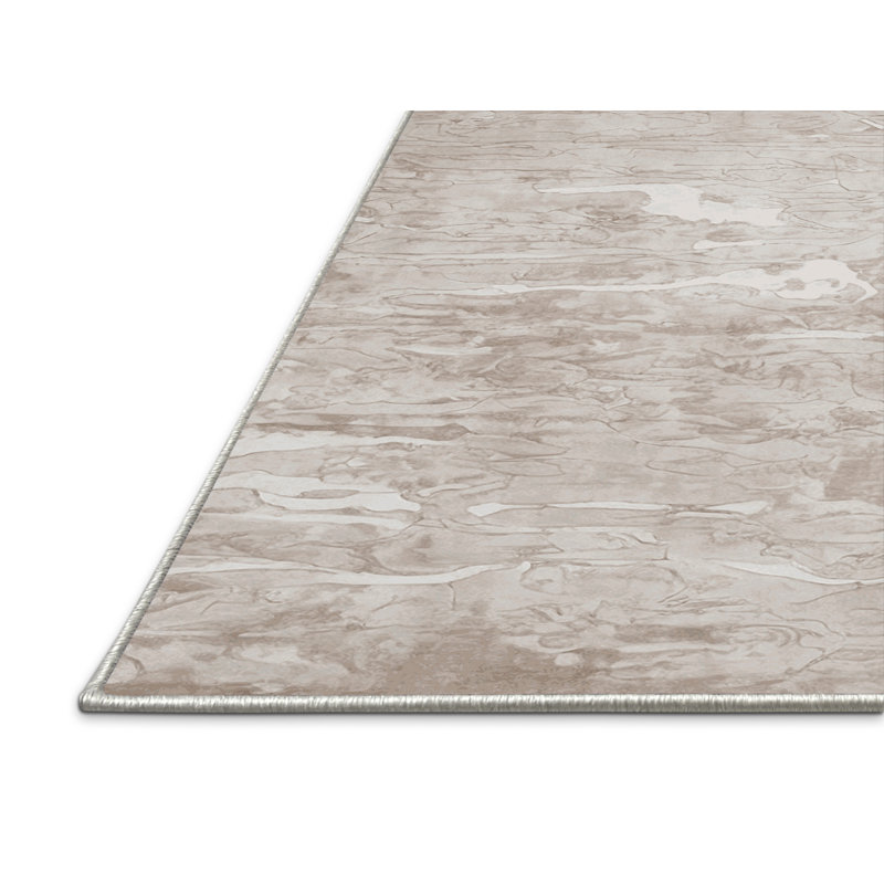 Tapis beige soyeux et moelleux, Carré 3 pi