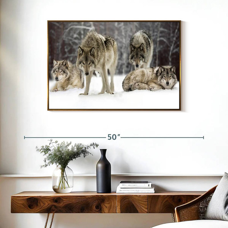 Loup, Cadre flottant doré, 37 po x 25 po