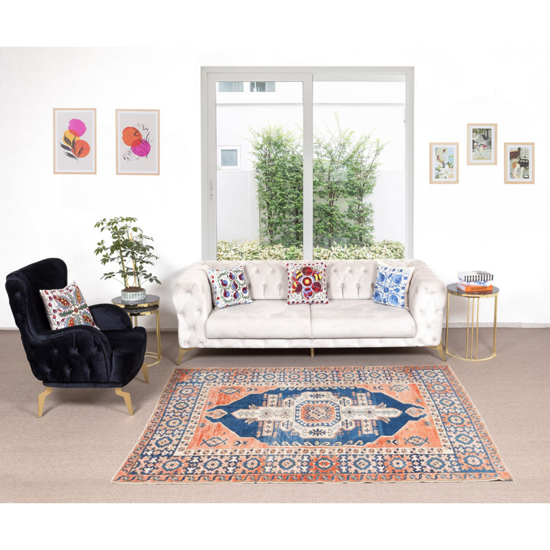 Tapis turc fait à la main, tapis à motif géométrique, 100% laine