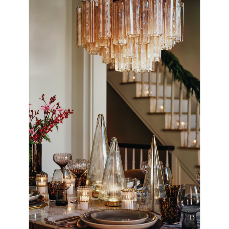 Arras 9-Light Chandelier, Aged Brass, Yellow, 14.25" H x 22" W x 22" D