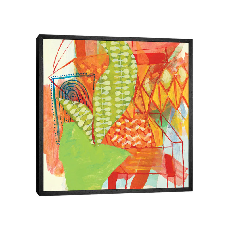 Orange Chair With Potted Plant And Beach Towel by Pamela Staker - Painting on Canvas, Black Framed, 66.04 cm H x 66.04 cm W