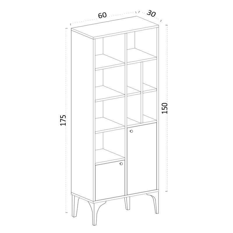 Sapphire Oak Bookshelf, 23.6 x 68.9 x 11.8 Inches | 100% Melamine Coated Particle Board, Antibacterial | Modern Industrial Design, Elegant Storage Solution for Home & Office, Easy Assembly Required