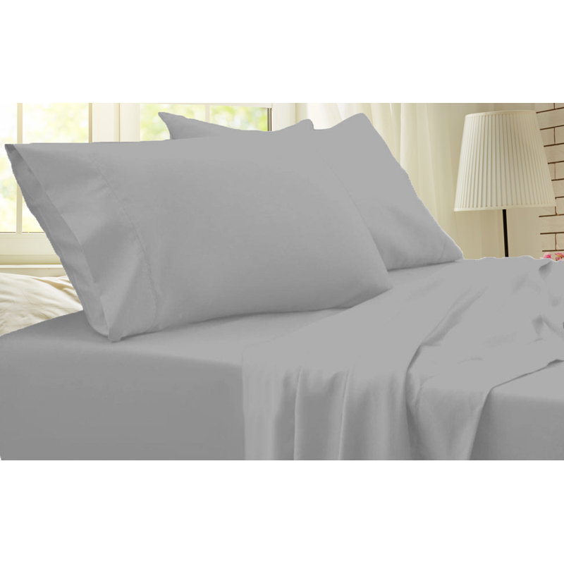 Ensemble de draps en rayonne de bambou de qualité supérieure 4 pièces, Ensemble de draps pour grand lit avec 2 taies d'or
