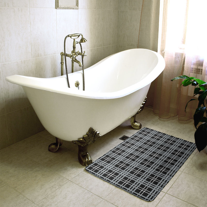 Memory Foam Non-Slip Bath Rug, 17" W x 24" L, Black/Gray