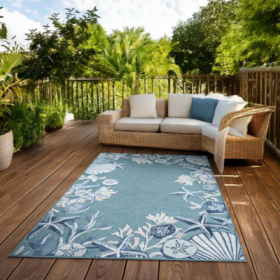 Tapis tissé à la machine bleu marine / bleu marine Coastal