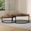 Modern Nesting Tables with Round Wood Tops | Space-Saving Sofa Side Tables for Flats & Living Rooms (Walnut & Black)-898903737