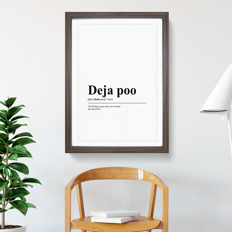 Deja Poo - Picture Frame Typography, Walnut, 48cm H x 36cm W x 2cm D