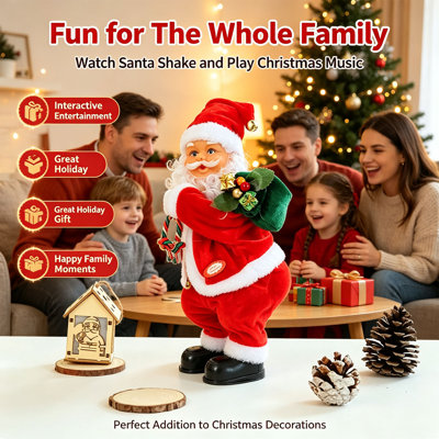 Christmas Decorations Electric Dancing Santa Claus Decoration – Musical Santa Figurine with Hip-Swinging Action (Battery-Operated) Festive Tabletop Christmas Gift for the Home